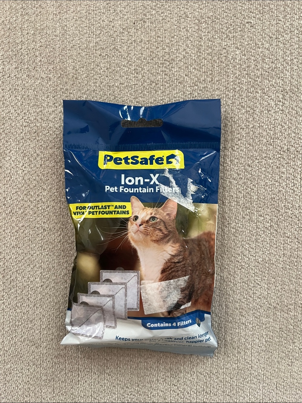PetSafe Ion-X Pet Fountain Filters Blue and Yellow Packaging